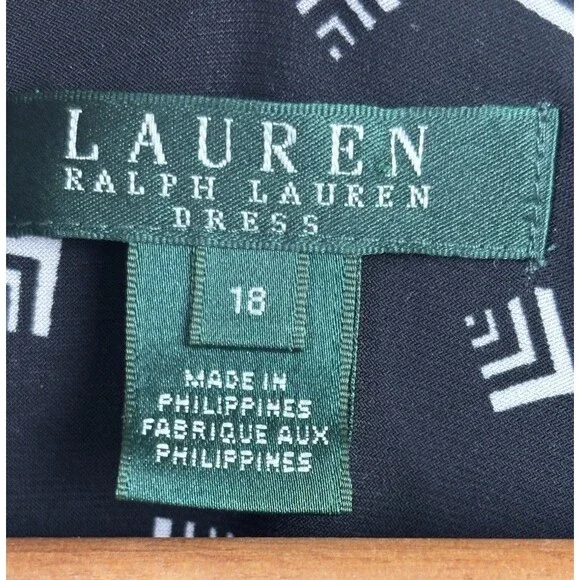 Lauren Ralph Lauren Women’s Dress Size 18 in Black White Geometric Print - Picture 4 of 6